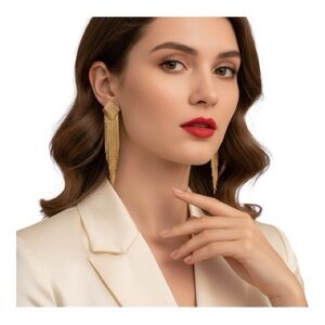 Elegant Gold Tassel Earrings